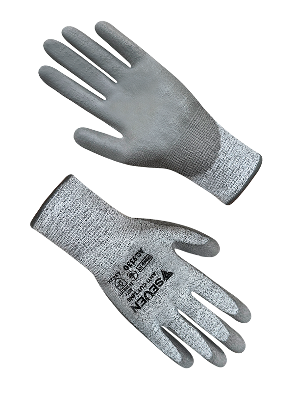 Рукавички "Anticut" синтетичні сірі з сірим поліуретановим покриттям SEVEN ACL9330 р.10